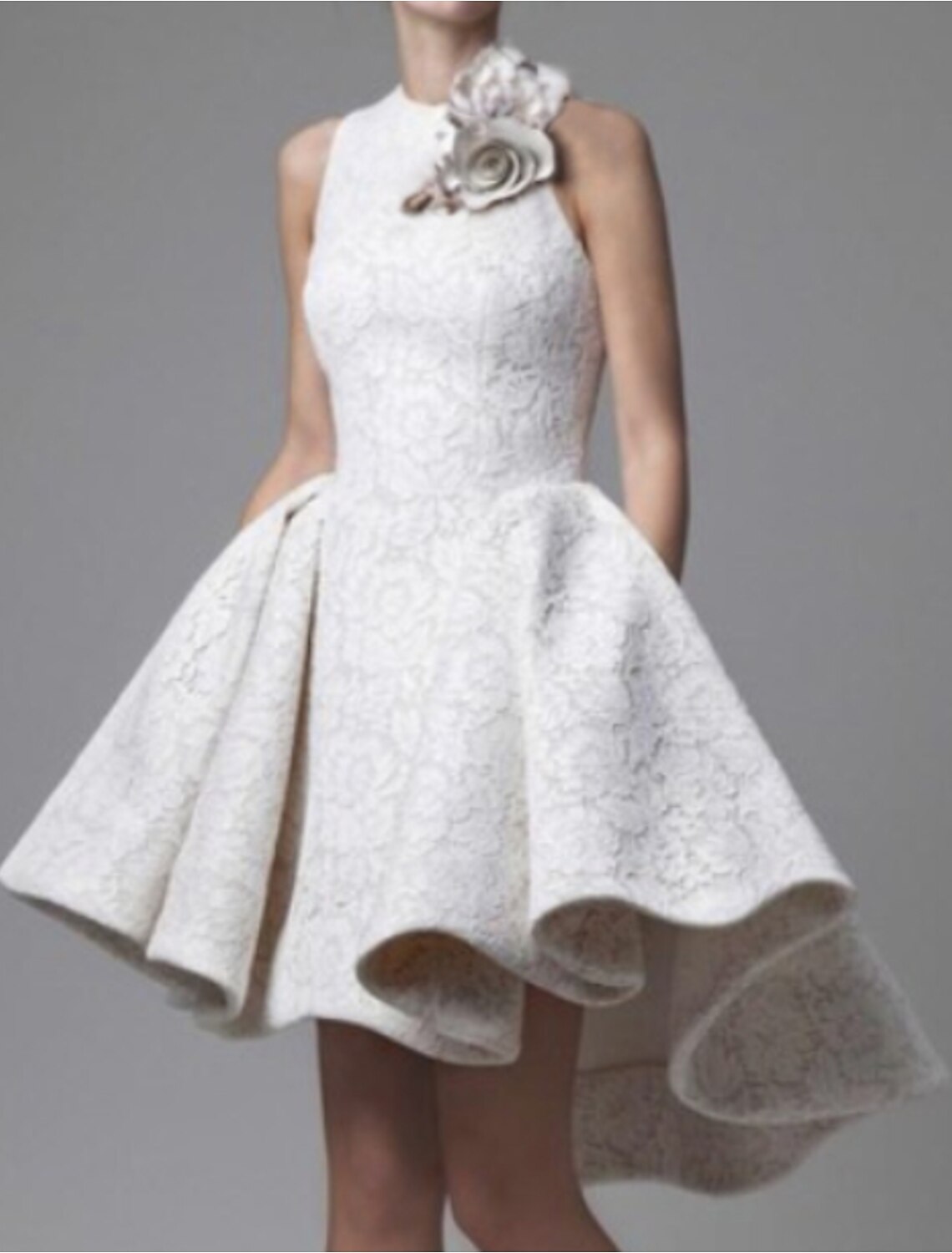 Wholesale A-Line Prom Dresses 1950s Dress Wedding Guest Graduation Short / Mini Sleeveless Jewel Neck Polyester with Pleats Appliques